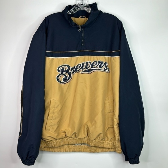Vintage MLB Brewers Pullover Windbreaker Jacket XL - Picture 1 of 12